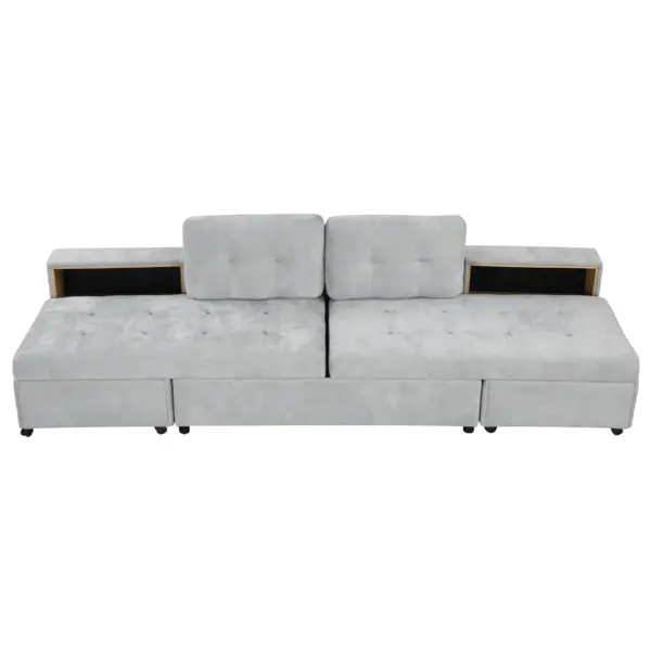 121.2' Versatile Sofa Bed Modular Sofa Free-combined Sofa with Two Storage Racks, Gray