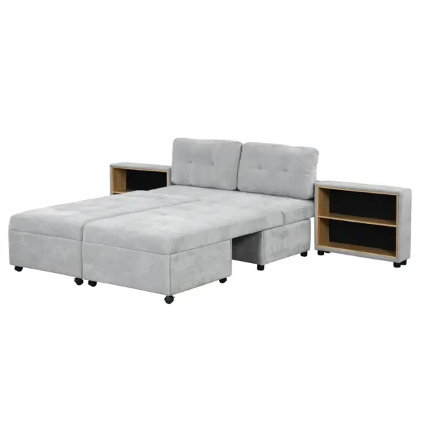 121.2' Versatile Sofa Bed Modular Sofa Free-combined Sofa with Two Storage Racks, Gray