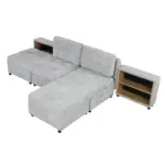 121.2' Versatile Sofa Bed Modular Sofa Free-combined Sofa with Two Storage Racks, Gray