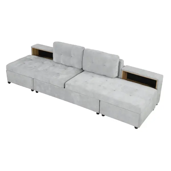 121.2' Versatile Sofa Bed Modular Sofa Free-combined Sofa with Two Storage Racks, Gray