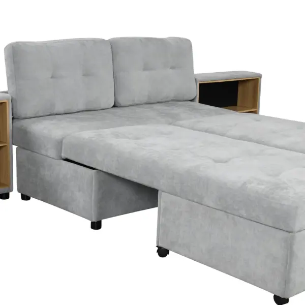 121.2' Versatile Sofa Bed Modular Sofa Free-combined Sofa with Two Storage Racks, Gray