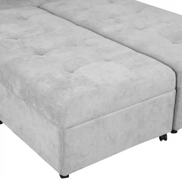 121.2' Versatile Sofa Bed Modular Sofa Free-combined Sofa with Two Storage Racks, Gray