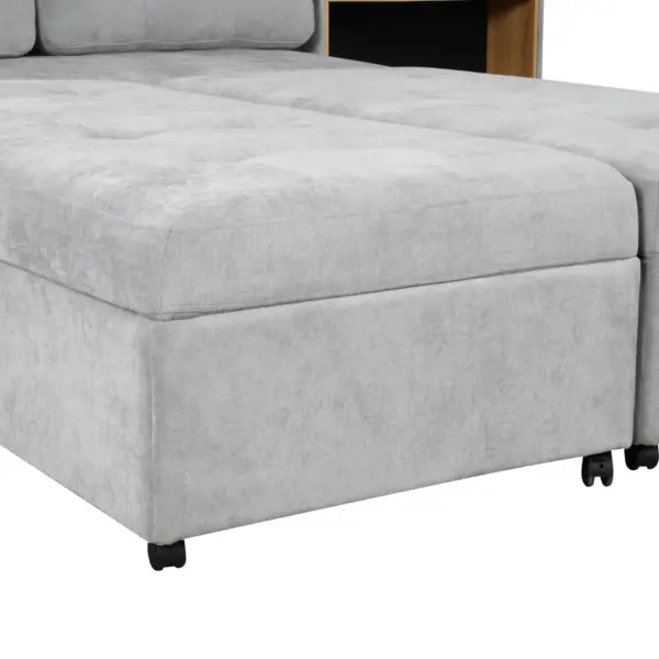 121.2' Versatile Sofa Bed Modular Sofa Free-combined Sofa with Two Storage Racks, Gray