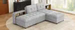 121.2' Versatile Sofa Bed Modular Sofa Free-combined Sofa with Two Storage Racks, Gray