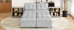 121.2' Versatile Sofa Bed Modular Sofa Free-combined Sofa with Two Storage Racks, Gray