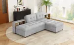 121.2' Versatile Sofa Bed Modular Sofa Free-combined Sofa with Two Storage Racks, Gray