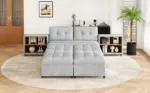 121.2' Versatile Sofa Bed Modular Sofa Free-combined Sofa with Two Storage Racks, Gray