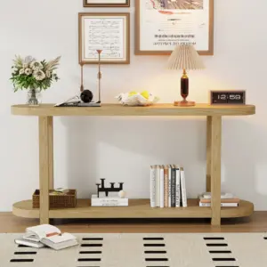 Modern Minimalist Ash Veneer Entryway Table with Streamlined Desktop Design, Suitable for Study Rooms, Entryways, Hallways, Living Rooms, and Foyers