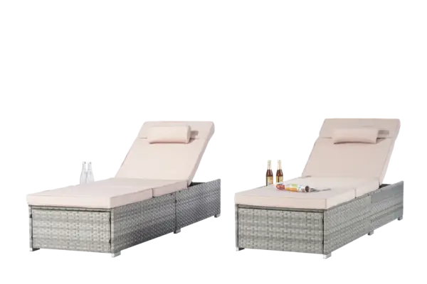 OUTDOOR SOFA PE RATTAN FURNITURE DECK CHAIR GRAY RATTAN