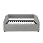 Full Size Daybed with Trundle Upholstered Tufted Sofa Bed, Linen Fabric, Grey (82.5'x58'x34')