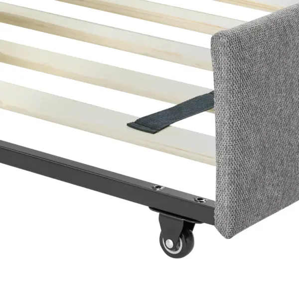 Full Size Daybed with Trundle Upholstered Tufted Sofa Bed, Linen Fabric, Grey (82.5'x58'x34')