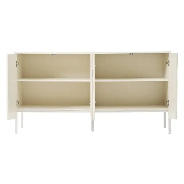 Elegant Sideboard Featuring Curved Bottom Doors with Arched Groove Design in a Stylish Four-Door Layout,Suitable for Living Rooms,Entrance and Study