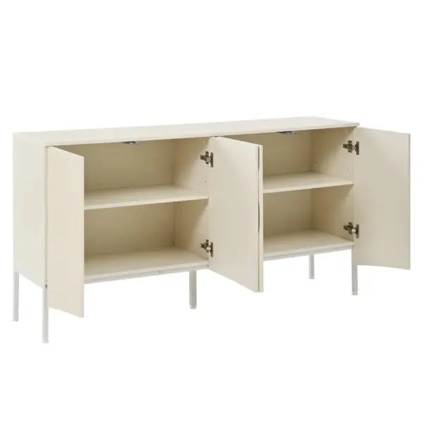 Elegant Sideboard Featuring Curved Bottom Doors with Arched Groove Design in a Stylish Four-Door Layout,Suitable for Living Rooms,Entrance and Study