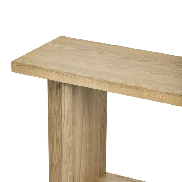 Vintage-Inspired and Ash Wood Veneer ConsoleTable with T-Leg Design,Suitable for Study,Entryway, Hallway, Living Room, Foyer