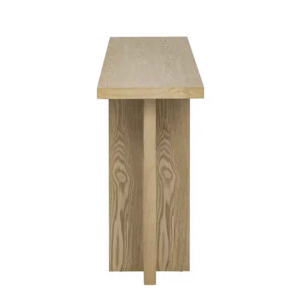 Vintage-Inspired and Ash Wood Veneer ConsoleTable with T-Leg Design,Suitable for Study,Entryway, Hallway, Living Room, Foyer