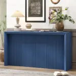 Acacia Wood Veneer Simple Entryway Table with Wavy Design,Suitable for Study,Entryway, Hallway, Living Room, Foyer