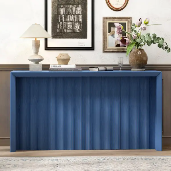 Acacia Wood Veneer Simple Entryway Table with Wavy Design,Suitable for Study,Entryway, Hallway, Living Room, Foyer