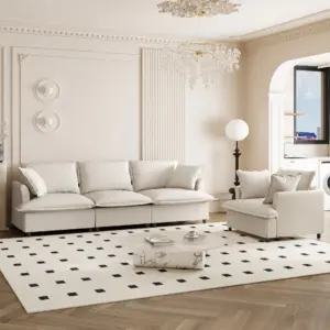 2 Piece Living Room Sofa Set with Throw Pillows,Chenille Sectional Couch Sets,Upholstered 3 Seater Sofa & Armchair,4 Seat Indoor Furniture for Bedroom,Apartment,Office,2 Colors