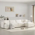 136' Chenille Modular Sectional Sofa with Deep and Wide Seat,U Shaped Cloud Couch Set with Double Cushions,6 Seat Sofa with Movable Ottomans,Oversized Indoor Furniture for Living Room,3 Colors