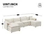 136' Chenille Modular Sectional Sofa with Deep and Wide Seat,U Shaped Cloud Couch Set with Double Cushions,6 Seat Sofa with Movable Ottomans,Oversized Indoor Furniture for Living Room,3 Colors