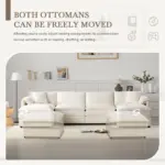 136' Chenille Modular Sectional Sofa with Deep and Wide Seat,U Shaped Cloud Couch Set with Double Cushions,6 Seat Sofa with Movable Ottomans,Oversized Indoor Furniture for Living Room,3 Colors