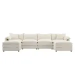 136' Chenille Modular Sectional Sofa with Deep and Wide Seat,U Shaped Cloud Couch Set with Double Cushions,6 Seat Sofa with Movable Ottomans,Oversized Indoor Furniture for Living Room,3 Colors