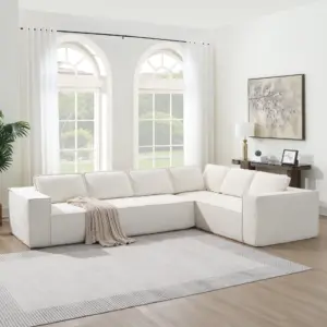129.5' Minimalist Style Modular Sectional Sofa,6 Seat Wrinkle-resistant Chenille Couch Set,2 PC Free Combination,Modern L-Shaped Cloud Sofa Set for Living Room,No Assembly Require,3 Colors