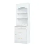 Modern 83.7inch High Kitchen Pantry, Freestanding Tall Kitchen Hutch with Faux Marble Top, Display Cupboard Cabinet with 5 Storage Drawers and Adjustable Shelf, White