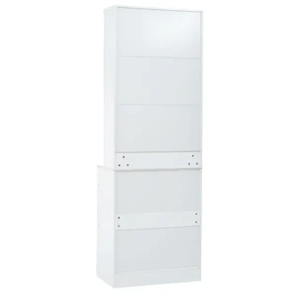 Modern 83.7inch High Kitchen Pantry, Freestanding Tall Kitchen Hutch with Faux Marble Top, Display Cupboard Cabinet with 5 Storage Drawers and Adjustable Shelf, White