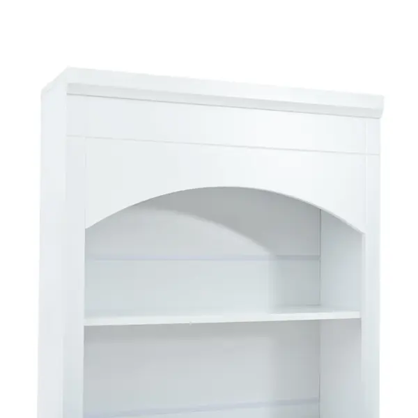 Modern 83.7inch High Kitchen Pantry, Freestanding Tall Kitchen Hutch with Faux Marble Top, Display Cupboard Cabinet with 5 Storage Drawers and Adjustable Shelf, White