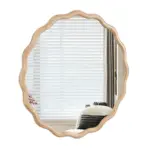 Solid Wood Wavy Mirror--Natural-Wood Vanity Mirror Wall Decor 31' x 31' Modern Mirror Wall Decor for Bathroom, Bedroom, Living Room, Dining Room, Cloakroom, Entryway