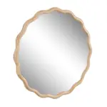 Solid Wood Wavy Mirror--Natural-Wood Vanity Mirror Wall Decor 31' x 31' Modern Mirror Wall Decor for Bathroom, Bedroom, Living Room, Dining Room, Cloakroom, Entryway