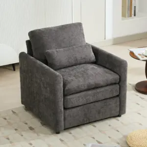 31.9' Cozy Upholstered Armchair Oversized Comfy Cloud Sofa Double Cushion Single Sofa Plush Cushion Armchair for Living Room, Grey
