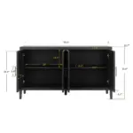 60 inches Modern Farmhouse Accent Cabinet with 4 Doors and Adjustable Shelf Wood Sideboard Buffet Cabinet Console Table Credenza Buffet Table for Kitchen Dining Room Entryway Hallway(Antique Black)