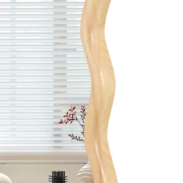 Solid Wood Wavy Mirror--Natural-Wood Vanity Mirror Wall Decor 31' x 31' Modern Mirror Wall Decor for Bathroom, Bedroom, Living Room, Dining Room, Cloakroom, Entryway