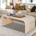 Farmhouse Vintage Crafts Coffee Table,Curved Art Deco Design, Easy Assembly, 48' W x 24' D x 18'(Natural Wood Washed)