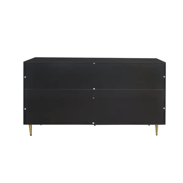 Modern Black Lacquered 4 Door Wooden Cabinet Sideboard Buffet Server Cabinet Storage Cabinet, for Living Room, Entryway, Hallway, Office, Kitchen and Dining Room
