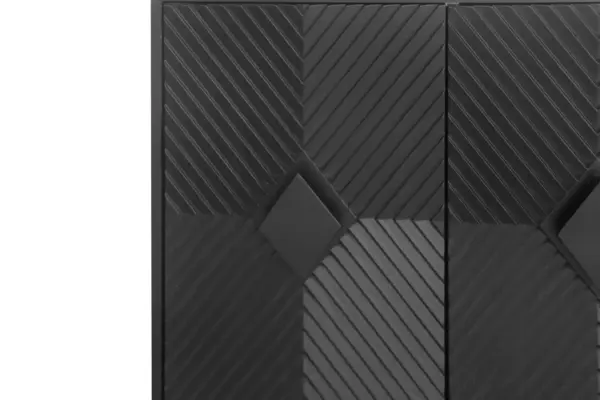 Accent Black Lacquered 4 Door Wooden Cabinet Sideboard Buffet Server Cabinet Storage Cabinet, for Living Room, Entryway, Hallway, Office, Kitchen and Dining Room
