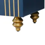 Modern Fluted Sideboard Buffet with Storage, Curve Element with Strict Lines, 4 Doors Storage Cabinet with Adjustable Shelves for Kitchen, Dining Room, Living Room (Navy Blue)