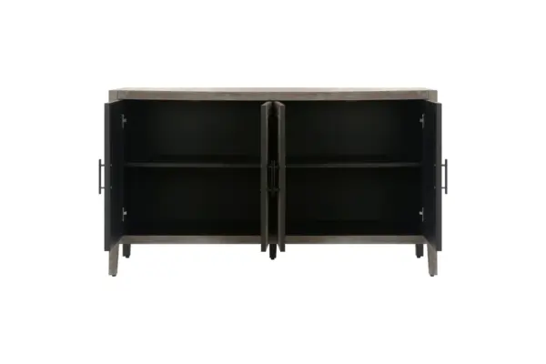 60 inches Modern Farmhouse Accent Cabinet with 4 Doors and Adjustable Shelf Wood Sideboard Buffet Cabinet Console Table Credenza Buffet Table for Kitchen Dining Room Entryway Hallway(Antique Brown)