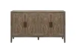 60 inches Modern Farmhouse Accent Cabinet with 4 Doors and Adjustable Shelf Wood Sideboard Buffet Cabinet Console Table Credenza Buffet Table for Kitchen Dining Room Entryway Hallway(Antique Brown)