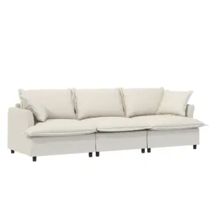 94*35' 3 Seat Sofa Module for Modular Sectional Sofa,Wide Seat,Chenille Cloud Couch with Throw Pillows,Upholstered Indoor Furniture for Living Room,Bedroom,Apartment,2 Colors