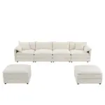 136' Chenille Modular Sectional Sofa with Deep and Wide Seat,U Shaped Cloud Couch Set with Double Cushions,6 Seat Sofa with Movable Ottomans,Oversized Indoor Furniture for Living Room,3 Colors