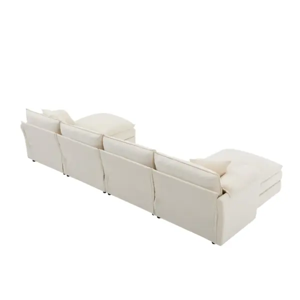 136' Chenille Modular Sectional Sofa with Deep and Wide Seat,U Shaped Cloud Couch Set with Double Cushions,6 Seat Sofa with Movable Ottomans,Oversized Indoor Furniture for Living Room,3 Colors