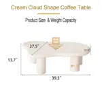 40 Inch Cloud Shaped Coffee Table for Living Room, Beige