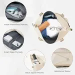 Luggage Sets 4 Piece, Expandable ABS Durable Suitcase with Travel Bag, Carry On Luggage Suitcase Set with 360 Spinner Wheels, ivory and golden