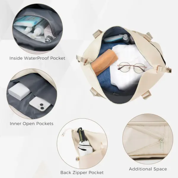 Luggage Sets 4 Piece, Expandable ABS Durable Suitcase with Travel Bag, Carry On Luggage Suitcase Set with 360 Spinner Wheels, ivory and golden