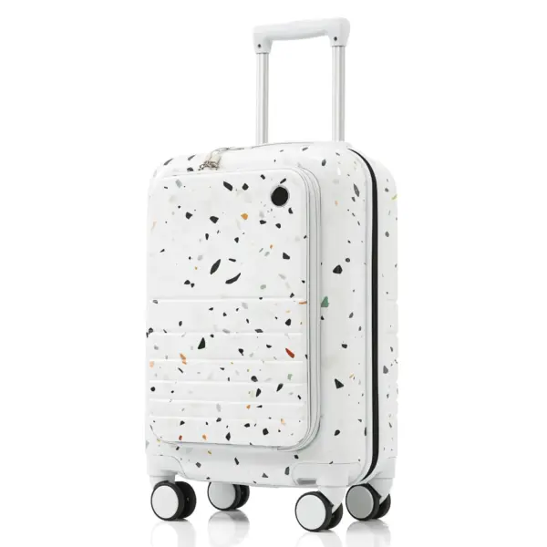 Luggage Set of 3, 20, 24, 28inch with USB Port, 20, 24inch with front opening design Airline Certified Carry on Luggage with Cup Holder, ABS+PC Hard Shell Luggage with Spinner Wheels, starry sky white