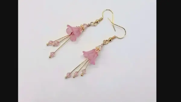 Bell Flower Earrings - Light Pink and Gold