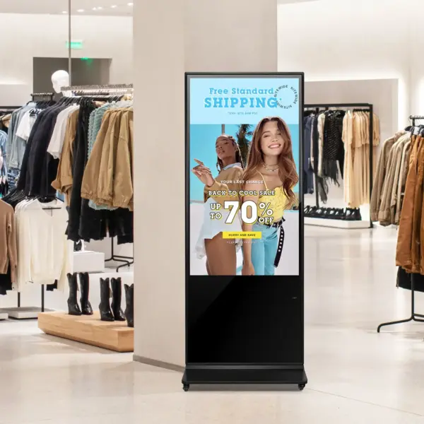 VEVOR 55 Inch Digital Signage Display, Touchscreen Digital Kiosk, Indoor Floor Standing Kiosk Display, 4K UHD LCD Screen, 2GB RAM & 32GB ROM, with WiFi HDMI/USB Input, Commercial Advertising Display